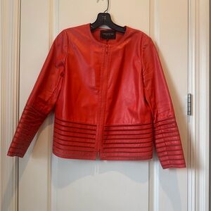 Lafayette 148 New York women’s orange Leather Jacket size 2